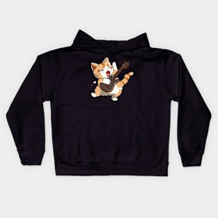 Cat Playing Guitar Kids Hoodie